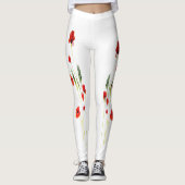 Rode papaver konijn bloemig leggings (Voorkant)