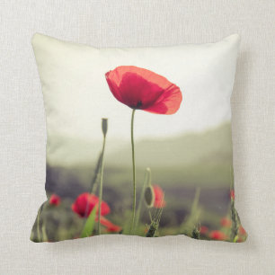 Rode papaver kussen