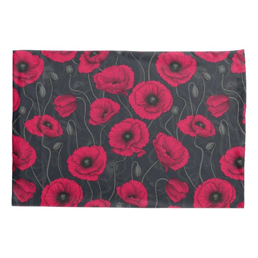 Rode papaver kussensloop (Achterkant-Links)