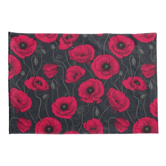 Rode papaver kussensloop (Achterkant-Rechts)