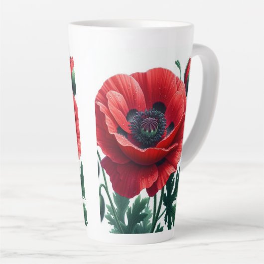 rode papaver latte mok (Rechterhoek)