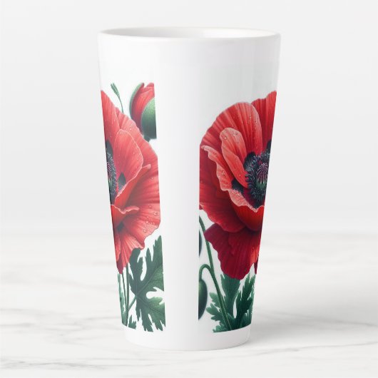 rode papaver latte mok (Voorkant)