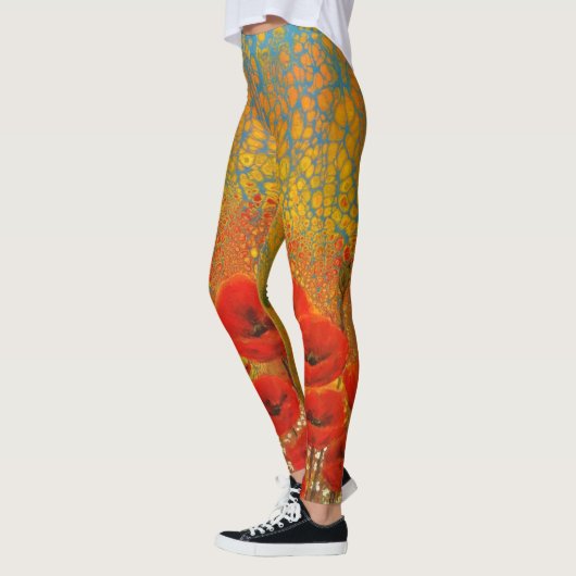 Rode papaver leggings (Links)