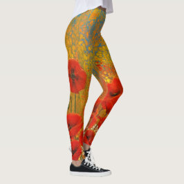 Rode papaver leggings