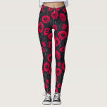 Rode papaver leggings<br><div class="desc">Papavers bloemen, met de hand verven in Photoshop, naadloos patroon.</div>