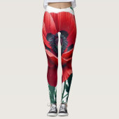 rode papaver leggings (Voorkant)