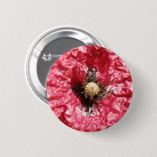 rode papaver Macro-Button Ronde Button 5,7 Cm (Voorkant /achterkant)