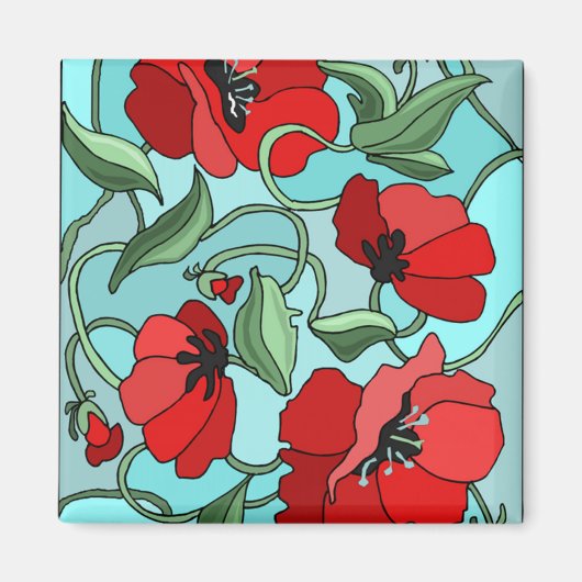 Rode papaver magneet (Voorkant)
