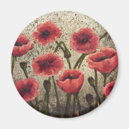 Rode papaver magneet