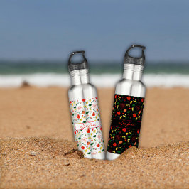 Rode papaver met een zwart patroon waterfles 