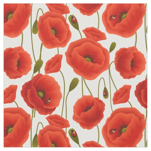 Rode papaver met Lady Bugs Stof (Close Up)