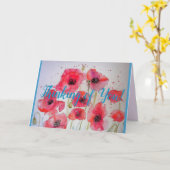 Rode papaver met Waterverf Kaart (Gele Bloem)
