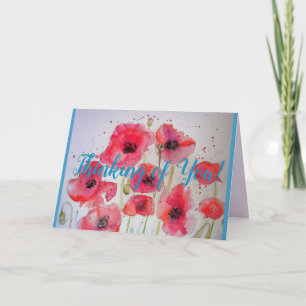 Rode papaver met Waterverf Kaart