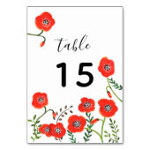 Rode papaver modern bloemetjesnummer kaart (Voorkant)
