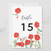 Rode papaver modern bloemetjesnummer kaart (Voorkant)