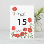 Rode papaver modern bloemetjesnummer kaart (Staand voorkant)