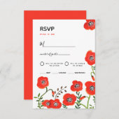 Rode papaver moderne uitnodiging voor een bloedige (Voorkant / Achterkant)