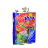 Rode papaver Monogram - blauw Heupfles (Rechts)