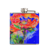 Rode papaver Monogram - blauw Heupfles (Achterkant)