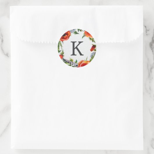 Rode papaver Monogram Sticker (Tas)