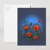 Rode papaver, oorspronkelijke schilderijen, impres briefkaart (Voorkant / Achterkant)