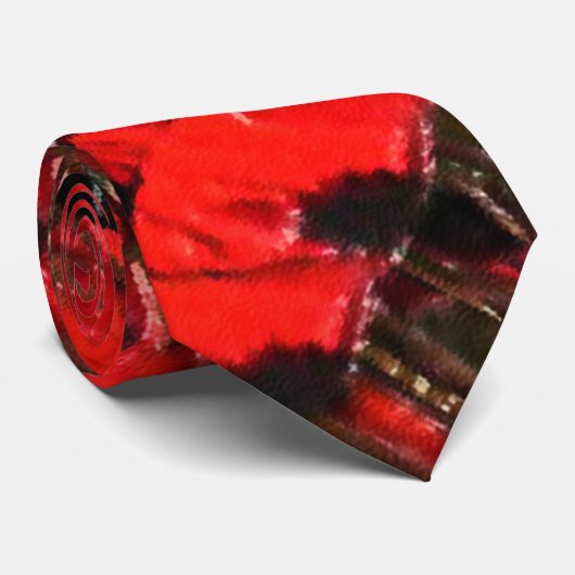 Rode papaver op een geweldige stropdas (Opgerold)