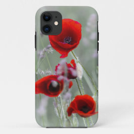 Rode papaver op een grijze achtergrond iPhone 11 hoesje