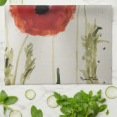 Rode papaver op een theedoek/keukenhanddoek theedoek (Gevouwen)