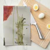 Rode papaver op een theedoek/keukenhanddoek theedoek (Quarter Fold)