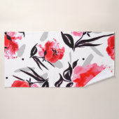 Rode papaver op een witte achtergrond met grijze s badhanddoek (Badhanddoek)