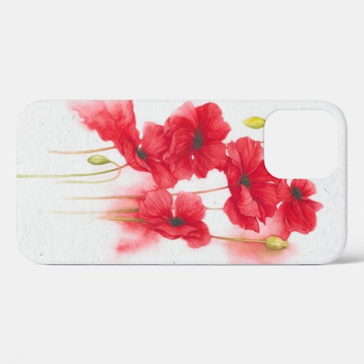 rode papaver op gevlekte grijs Case-Mate iPhone case (Achterkant (horizontaal))