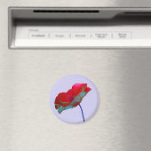 Rode papaver op pastel paars lila magneet (Insitu (Vaatwasser))