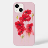 Rode papaver op roze blush Case-Mate iPhone case (Achterkant)