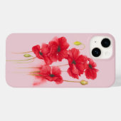Rode papaver op roze blush Case-Mate iPhone case (Achterkant (horizontaal))
