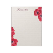 Rode papaver op tekstachtergrond Aangepast Notitieblok (Linkerzijde)