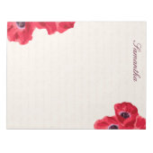 Rode papaver op tekstachtergrond Aangepast Notitieblok (Voorkant)