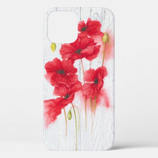rode papaver op witgewassen hout Case-Mate iPhone case (Achterkant)