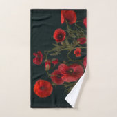 Rode papaver op zwart bad handdoek (Handdoek)