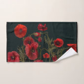 Rode papaver op zwart bad handdoek (Handdoek)