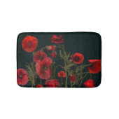 Rode papaver op zwart badmat (Voorkant)