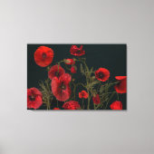 Rode papaver op zwart canvas afdruk (Voorkant)