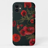 Rode papaver op zwart Case-Mate iPhone case (Achterkant)