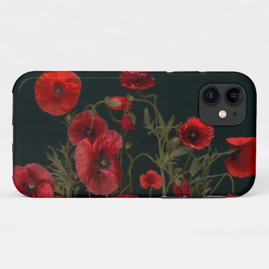 Rode papaver op zwart Case-Mate iPhone case (Achterkant (horizontaal))