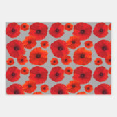 Rode papaver op zwart in grijs inpakpapier vel (Voorkant 3)