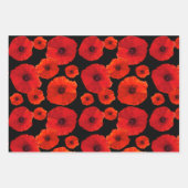 Rode papaver op zwart in grijs inpakpapier vel (Voorkant 2)