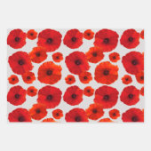 Rode papaver op zwart in grijs inpakpapier vel (Voorkant)