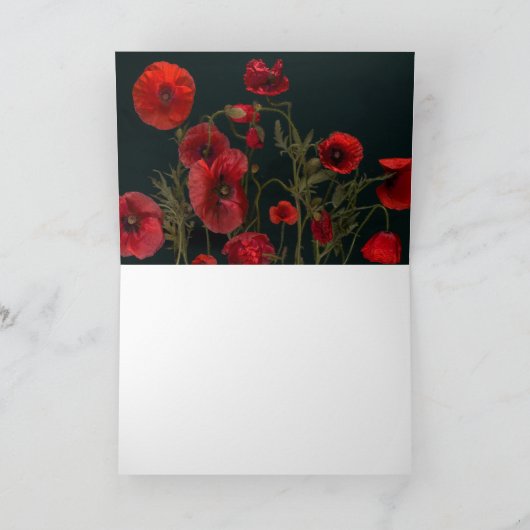Rode papaver op zwart kaart (Binnen)