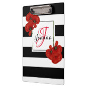 Rode papaver op zwarte & witte achtergrond klembord (Links)