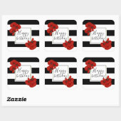 Rode papaver op zwarte & witte achtergrond vierkante sticker (Vel)