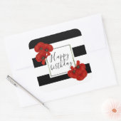 Rode papaver op zwarte & witte achtergrond vierkante sticker (Envelop)